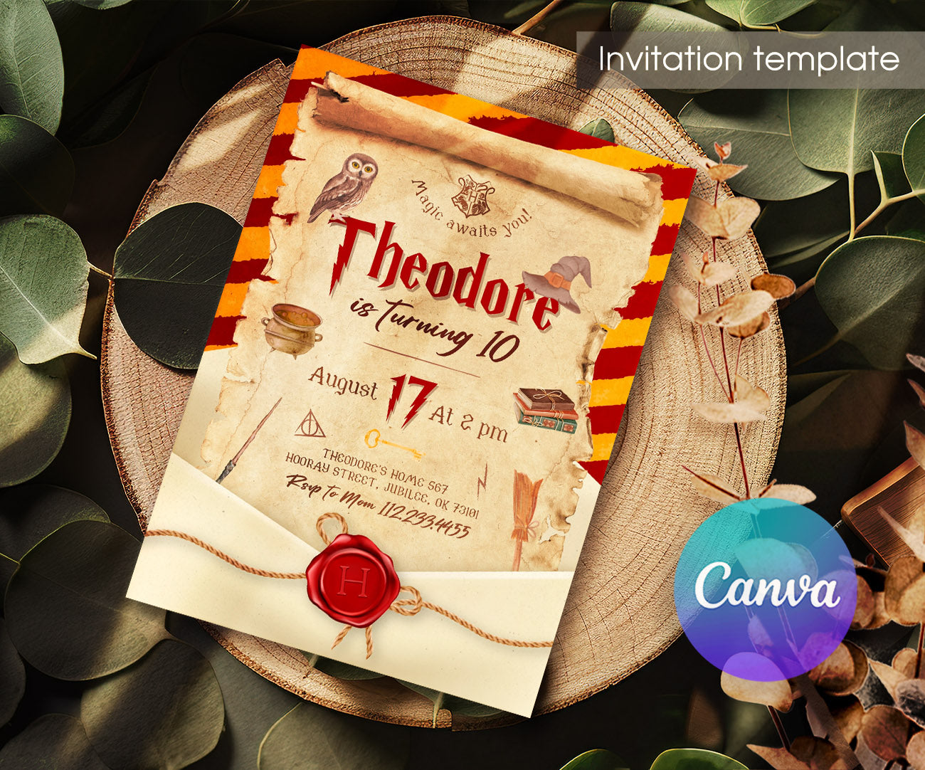 Harry Potter customizable invitation template | Share or Print | DT196