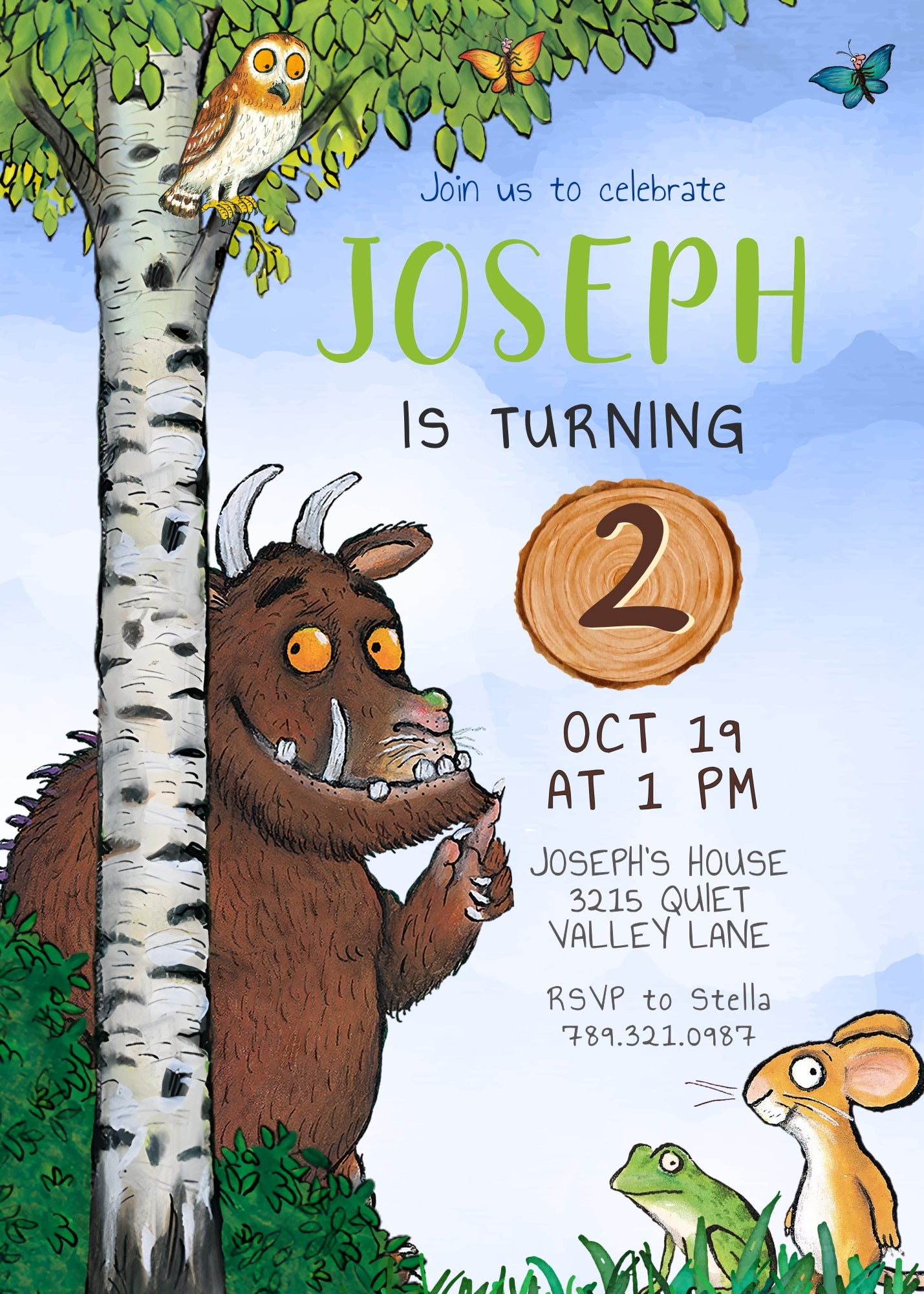 Gruffalo customizable invitation template | Share or Print | AI730