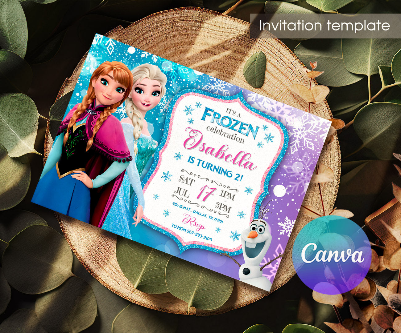 Frozen Elsa customizable invitation template | Share or Print | girl | YZ951