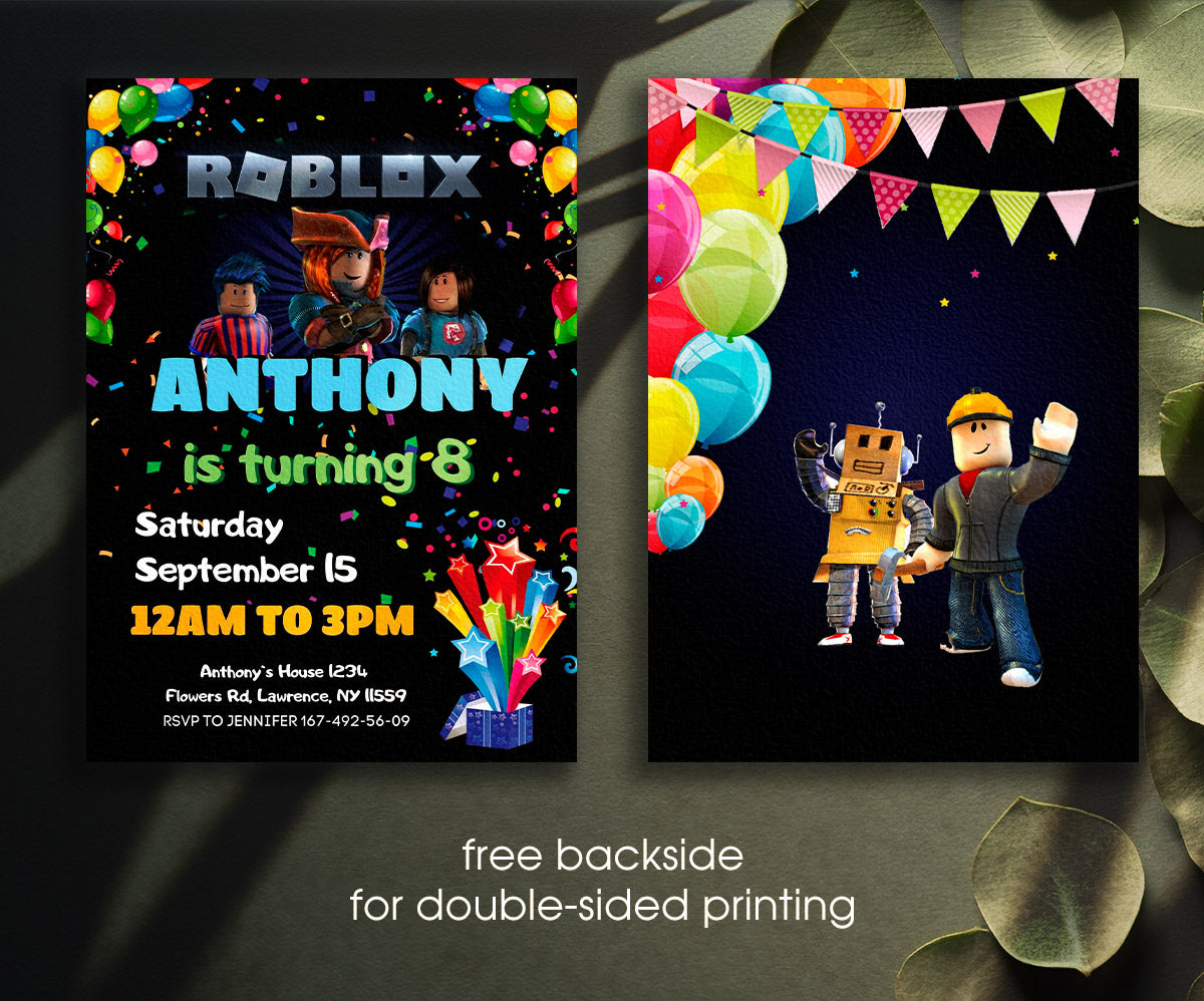 Roblox Gamer customizable invitation template | Share or Print | HP365