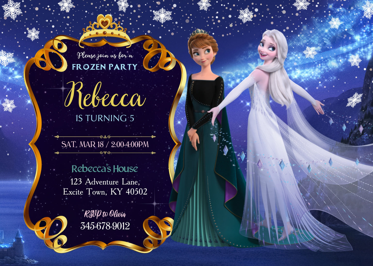 Frozen Elsa customizable invitation template | Share or Print | girl | NB238