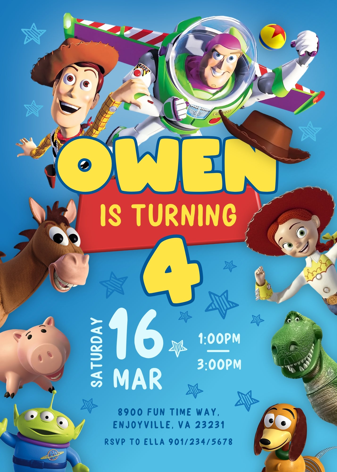 Toy Story Woody customizable invitation template | Share or Print | CS205