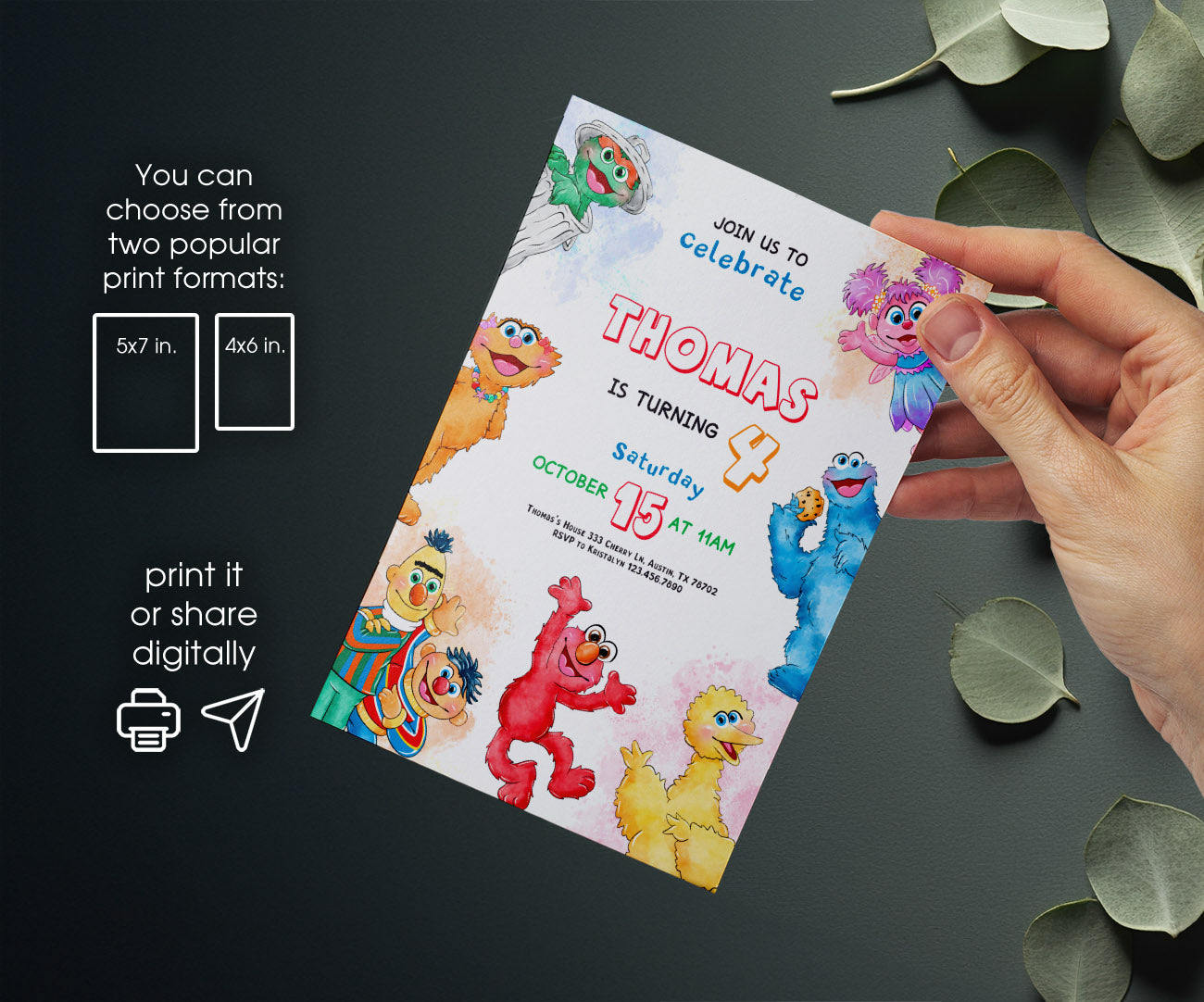 Sesame Street customizable invitation template | Share or Print | CG908
