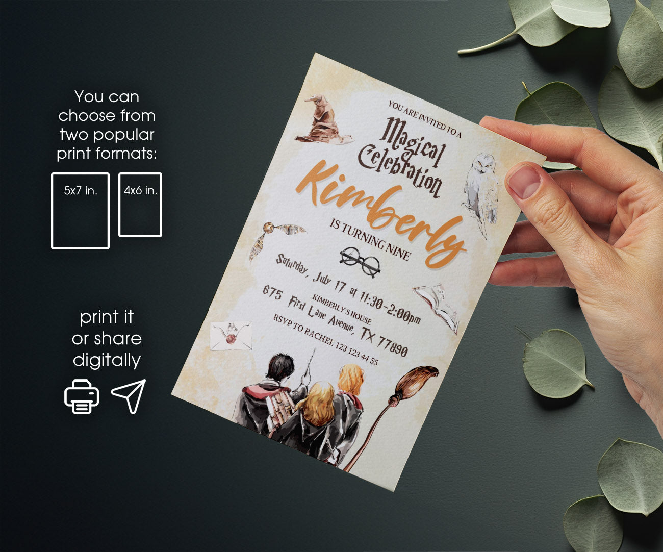 Harry Potter customizable invitation template | Share or Print | EL490