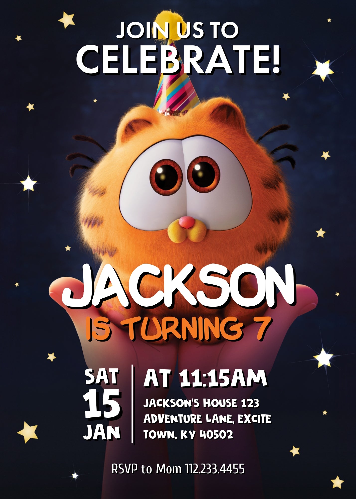 Garfield Orange Cat customizable invitation template | Share or Print | boy | UI480