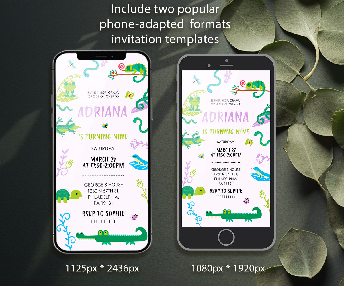 Reptile Lizard Snake customizable invitation template | Share or Print | TP035