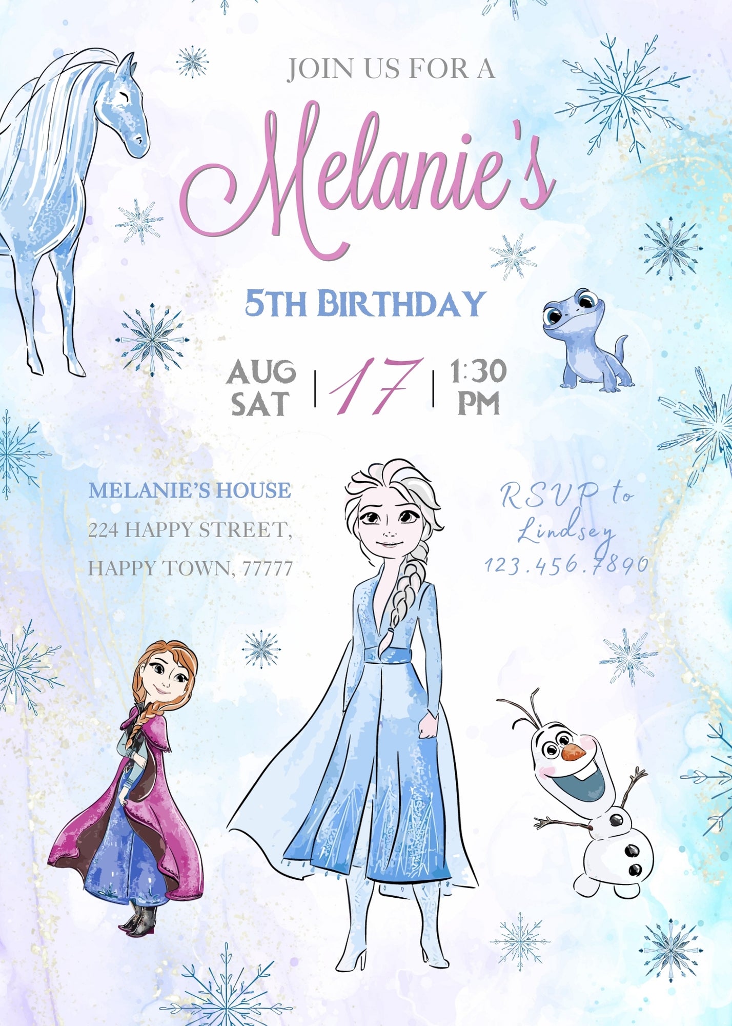 Frozen Elsa customizable invitation template | Share or Print | girl | AR207