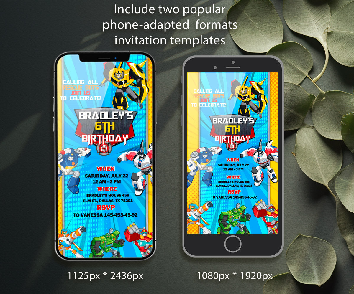 Transformers Rescue Bots customizable invitation template | Share or Print | boy | QQ503