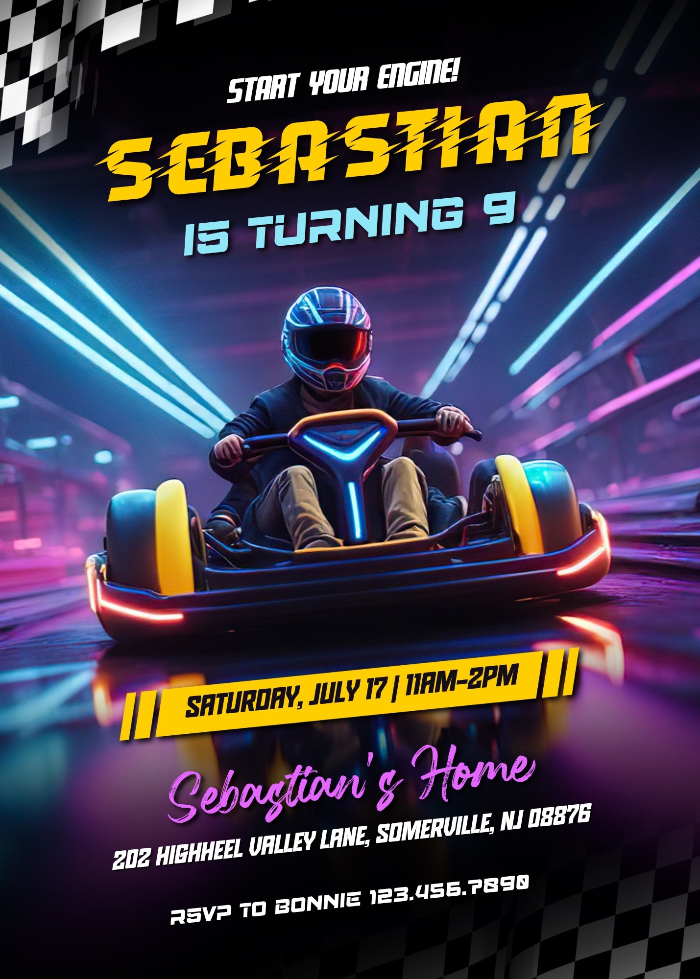 Go Kart Karting Racing customizable invitation template | Share or Print | boy | BH712