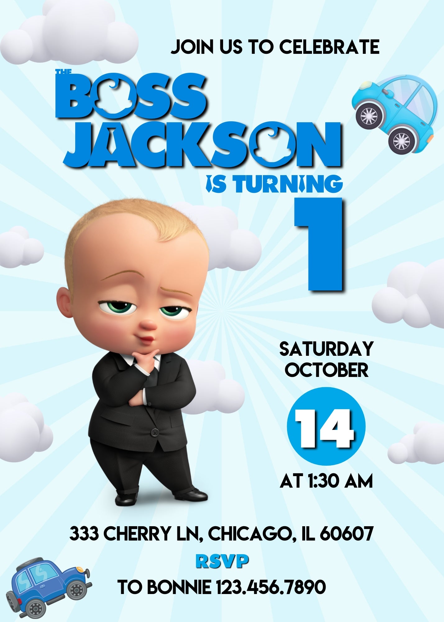 Baby Boss customizable invitation template | Share or Print | boy | NJ306