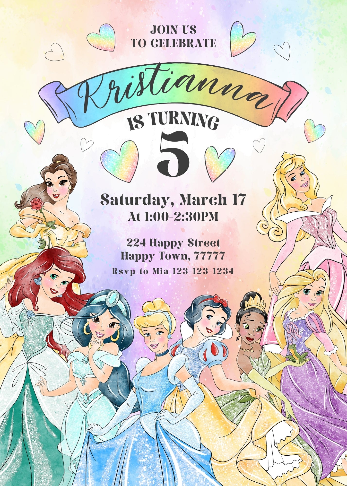 Disney Princess customizable invitation template | Share or Print | girl | IT427