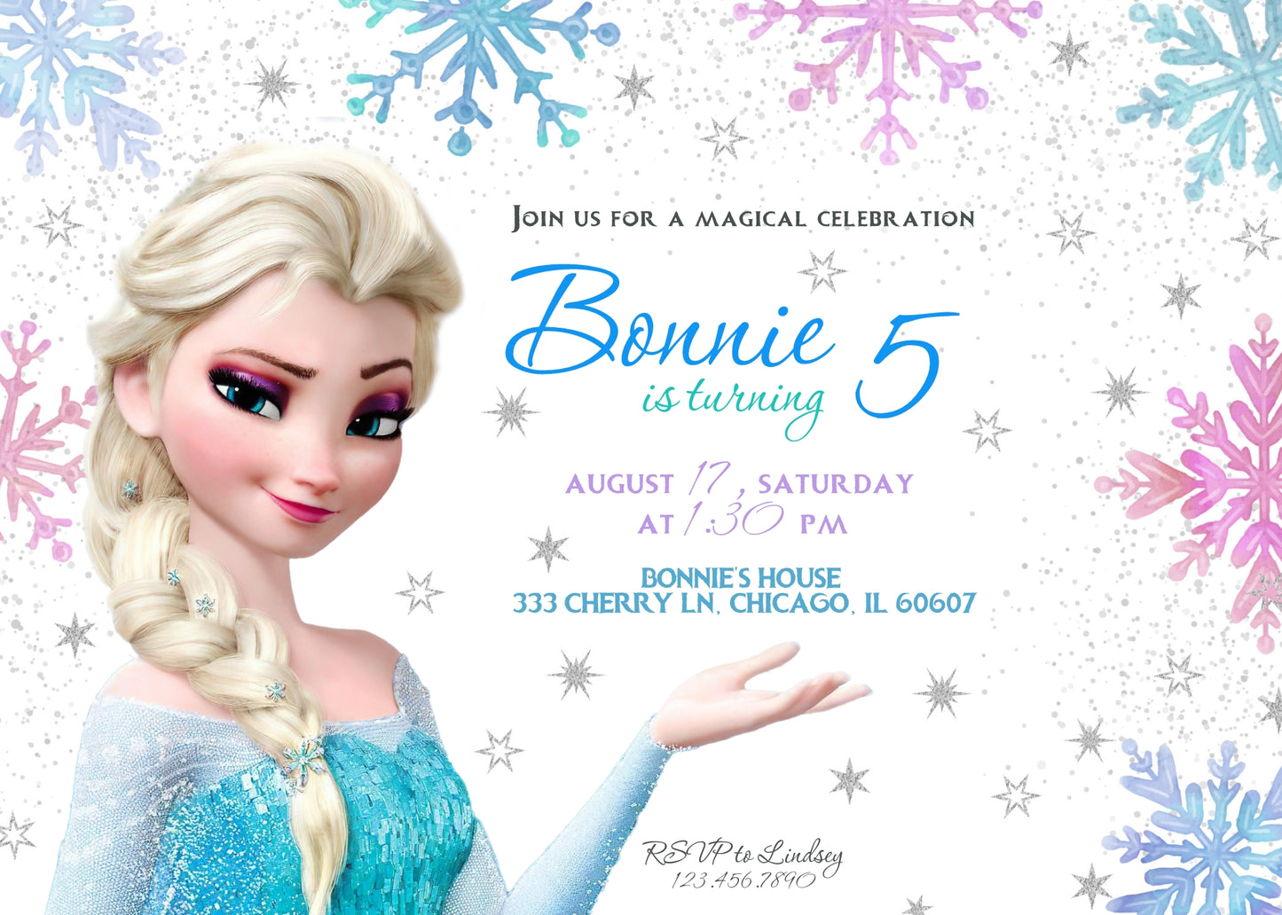 Frozen Elsa customizable invitation template | Share or Print | girl | ZX946