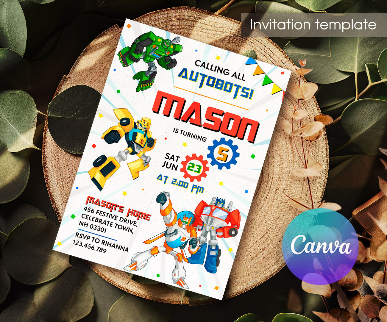 Transformers Rescue Bots customizable invitation template | Share or Print | boy | VH666