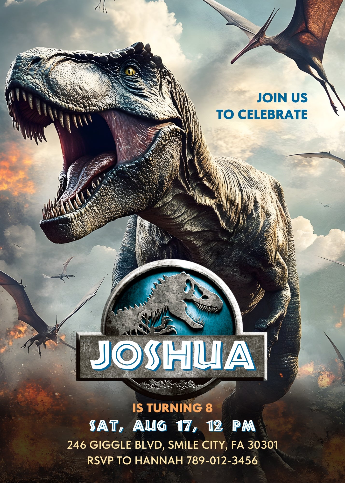 Jurassic World Dinosaur customizable invitation template | Share or Print | DR173