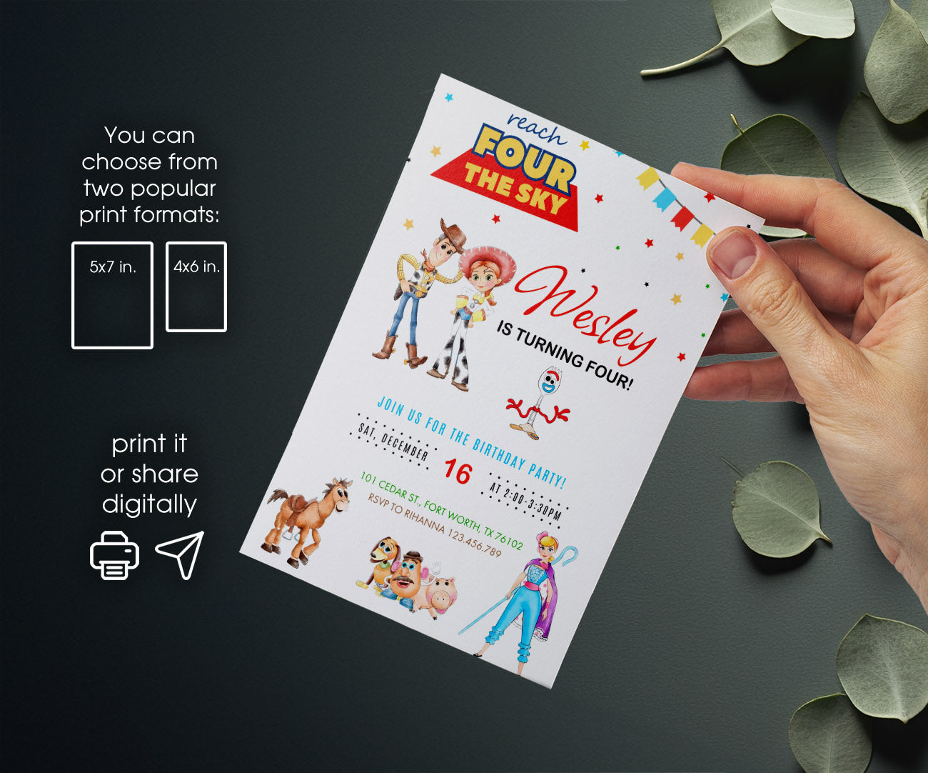 Toy Story Woody customizable invitation template | Share or Print | MY683