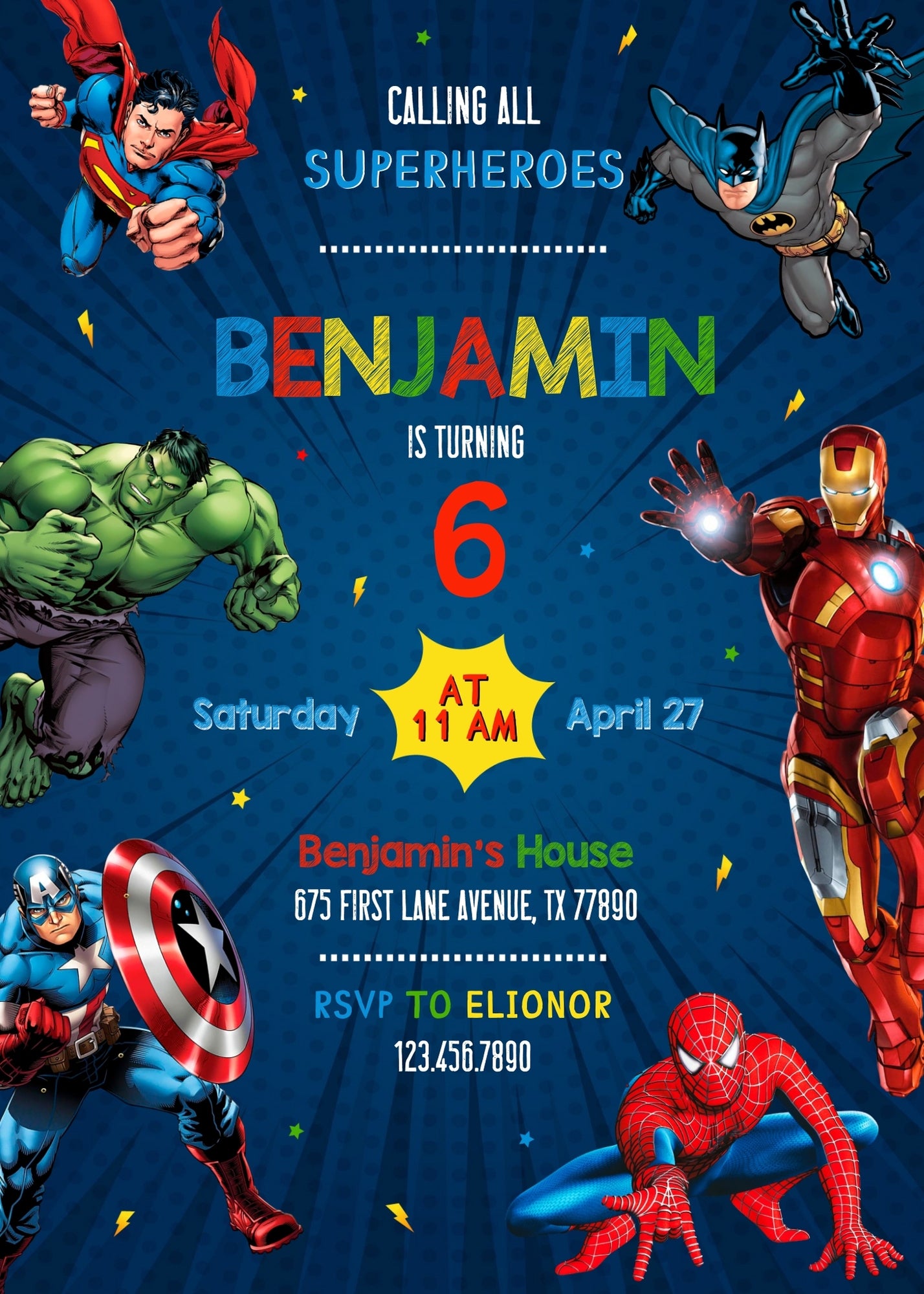 Avengers Marvel Superhero customizable invitation template | Share or Print | boy | BT855