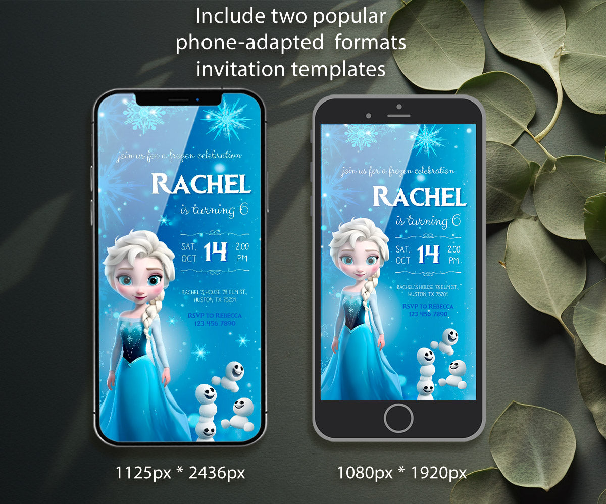 Frozen Elsa customizable invitation template | Share or Print | girl | JN586