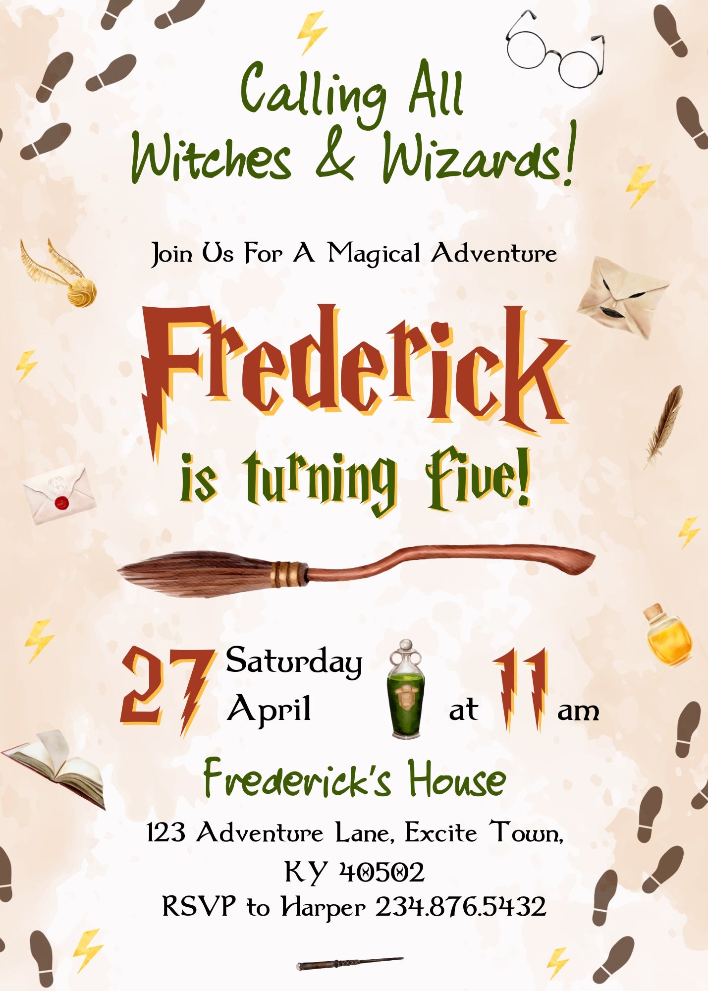 Harry Potter customizable invitation template | Share or Print | FD965