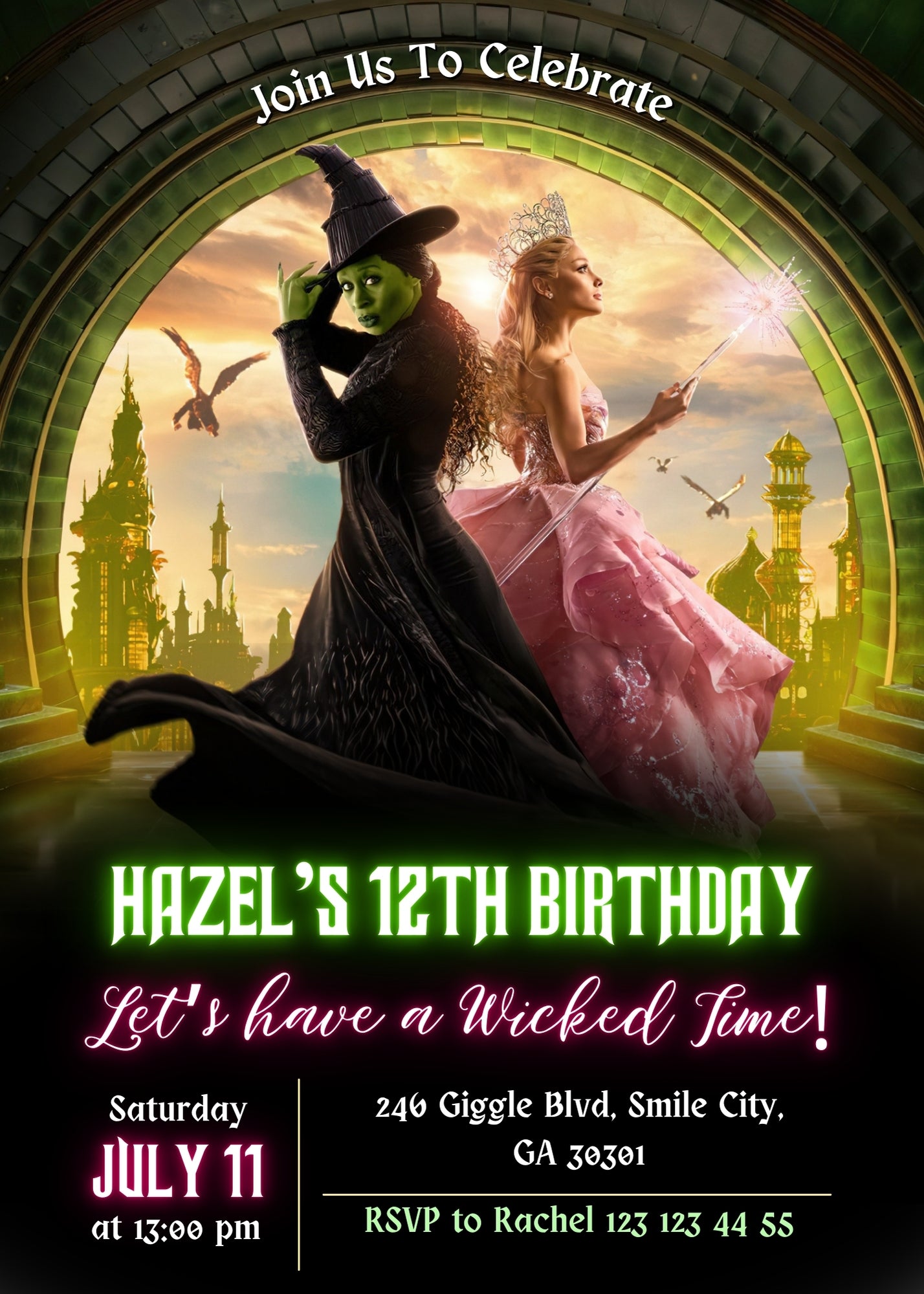Wicked Musical Movie customizable invitation template | Share or Print | GP557