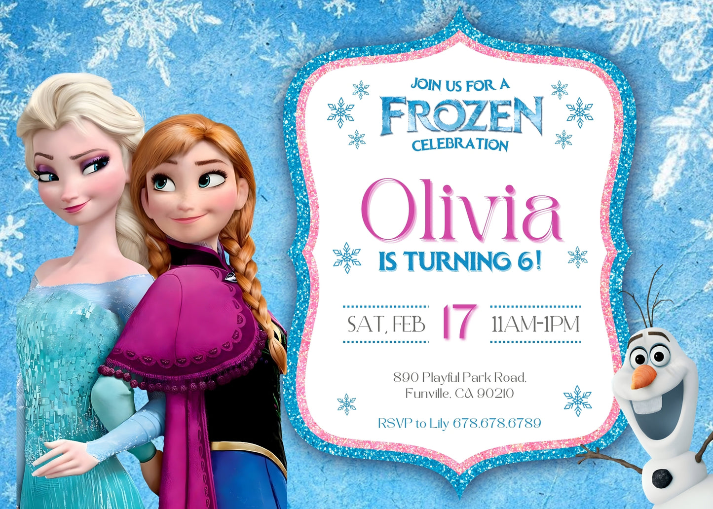 Frozen Elsa customizable invitation template | Share or Print | girl | KI127