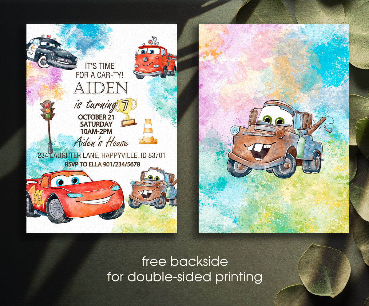 Cars Lightning McQueen customizable invitation template | Share or Print | boy | GW672