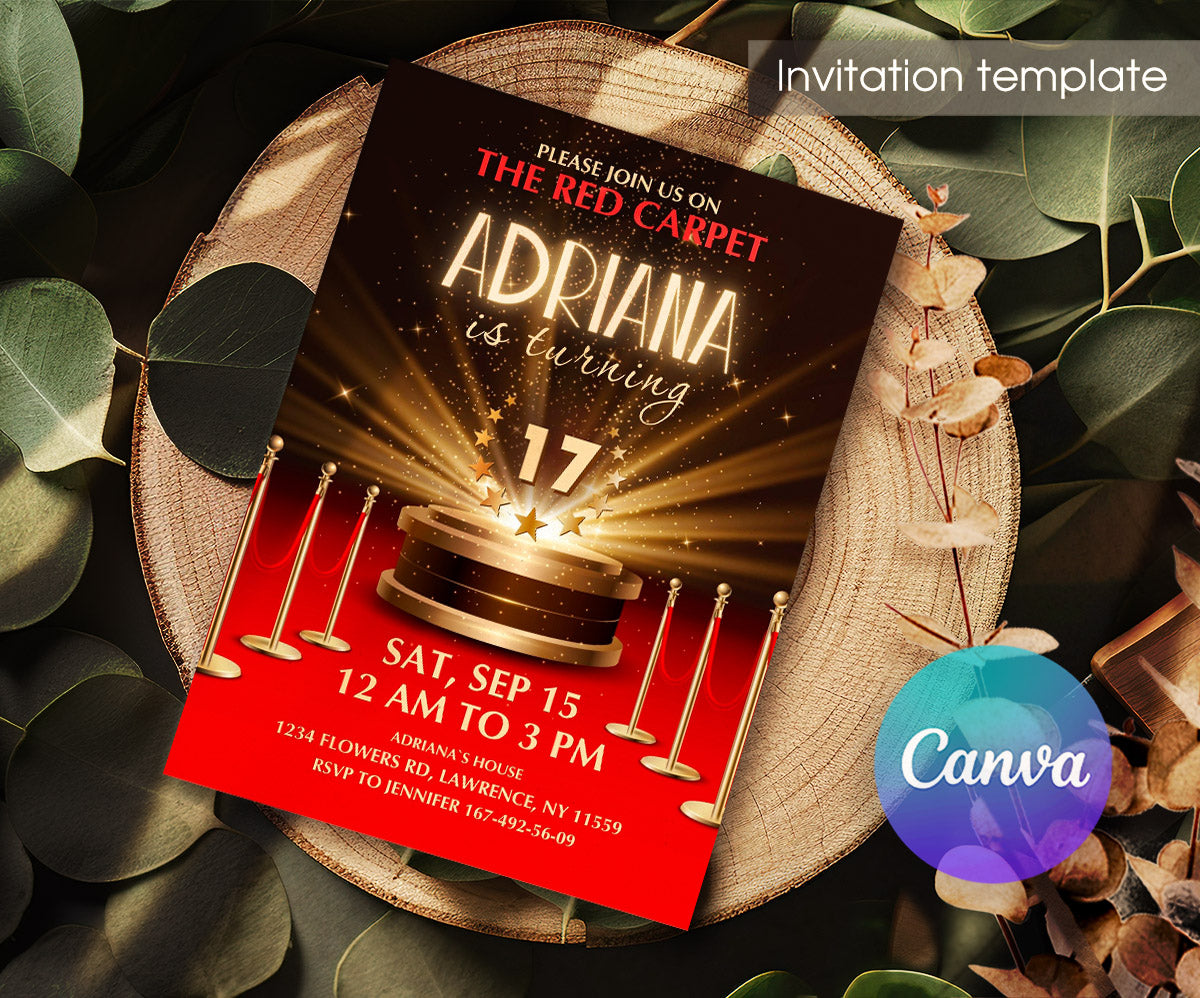 Hollywood Movie Party customizable invitation template | Share or Print | PN120