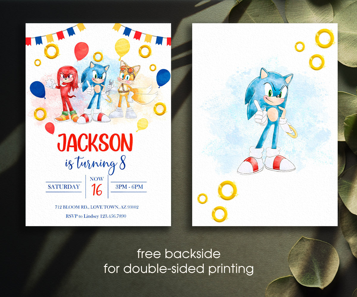 Sonic the Hedgehog customizable invitation template | Share or Print | WC711