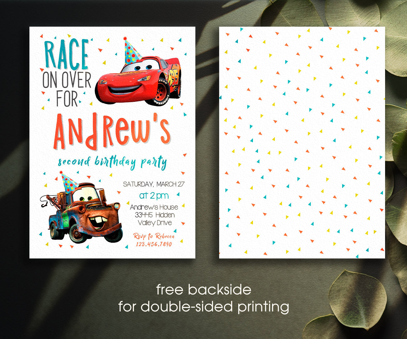 Cars Lightning McQueen customizable invitation template | Share or Print | boy | AI626