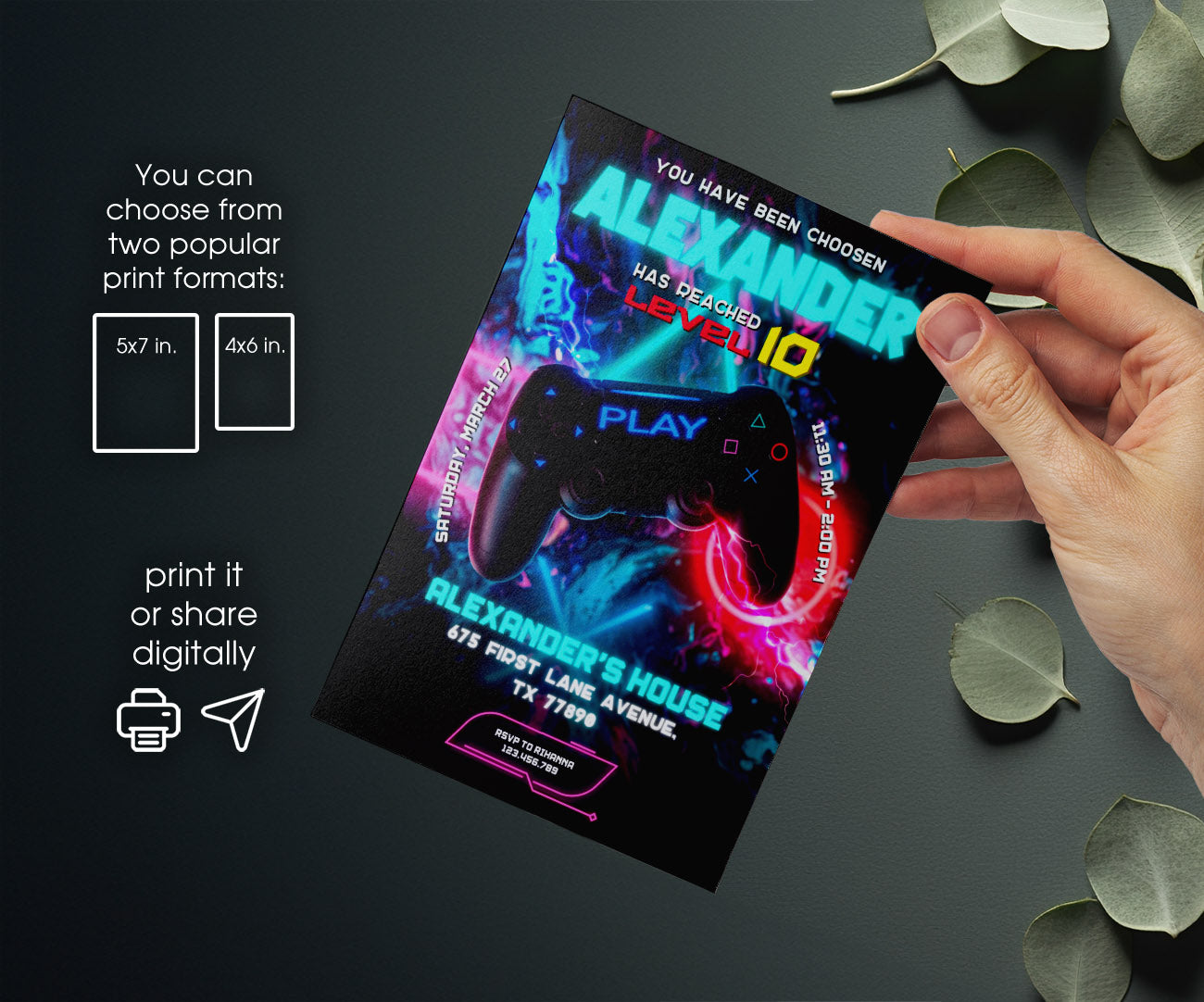 Gamer Party customizable invitation template | Share or Print | boy | RG060