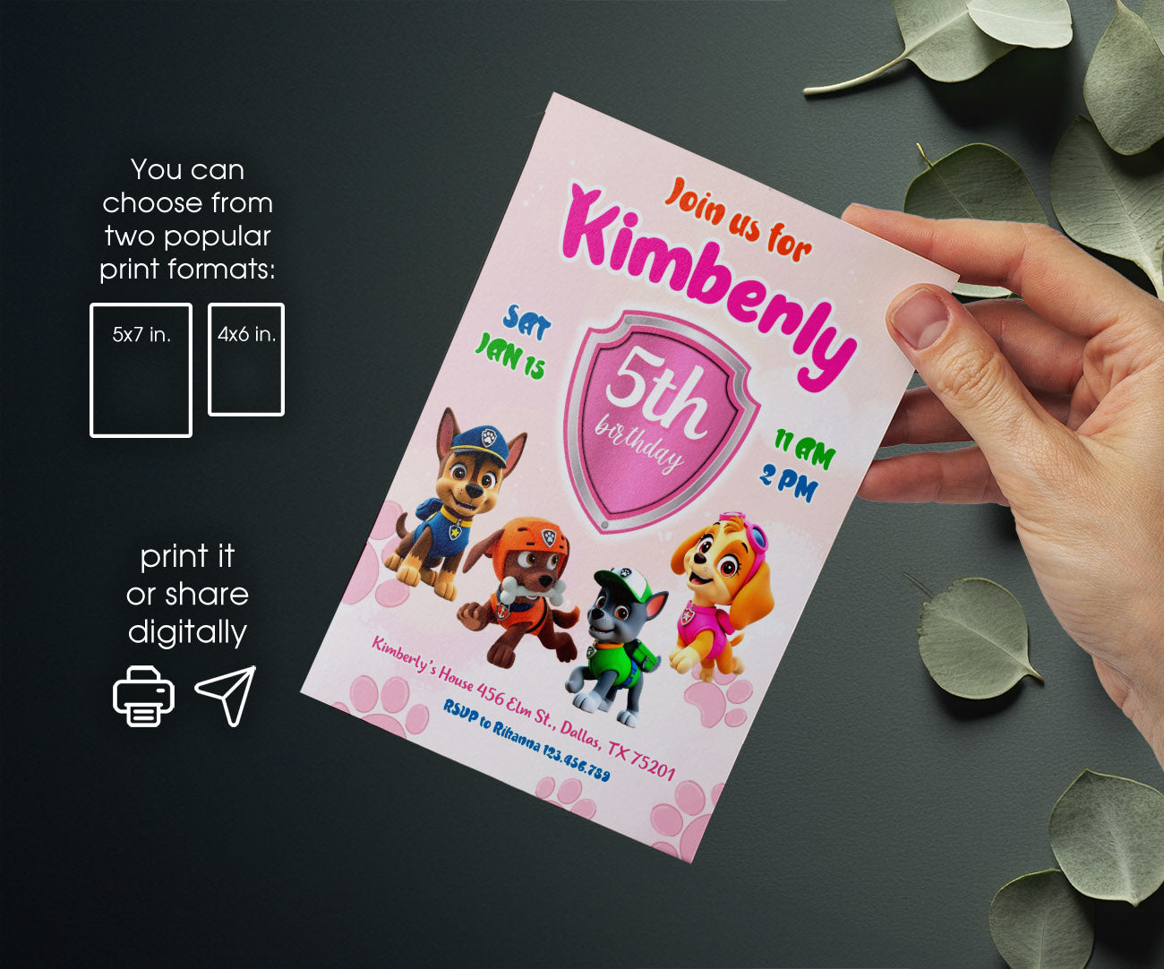 PAW Patrol customizable invitation template | Share or Print | NY321