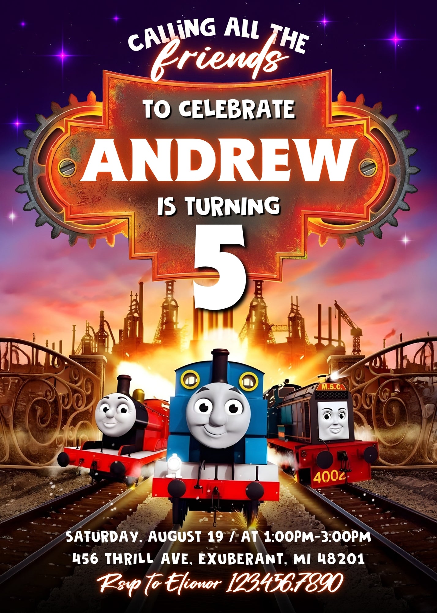 Thomas Train & Friends customizable invitation template | Share or Print | XF467