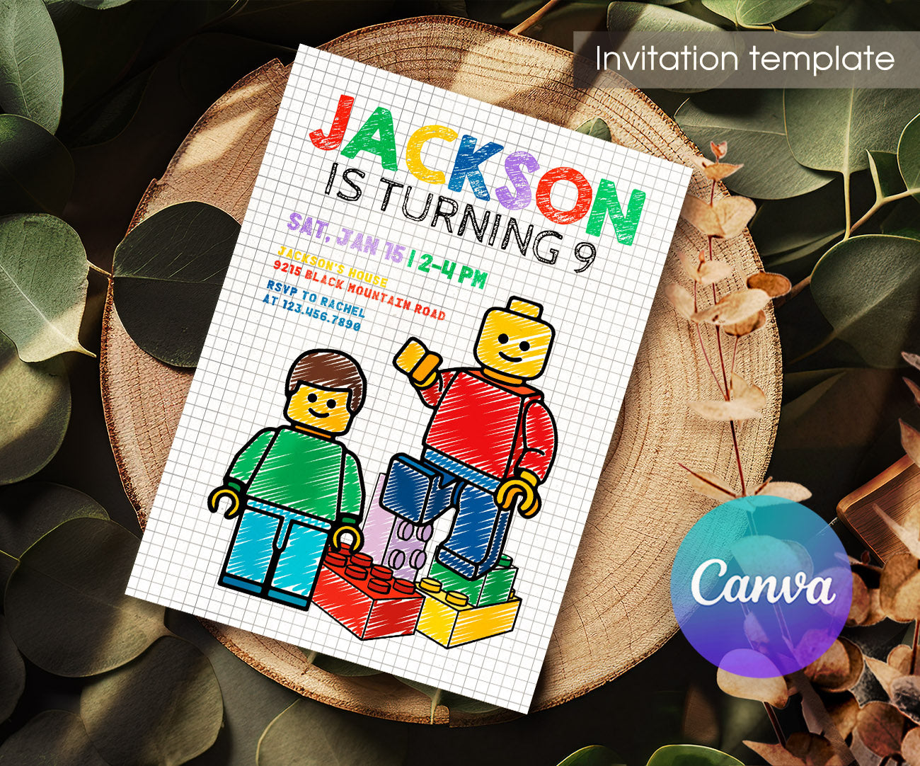 Lego Minifigures customizable invitation template | Share or Print | RT491