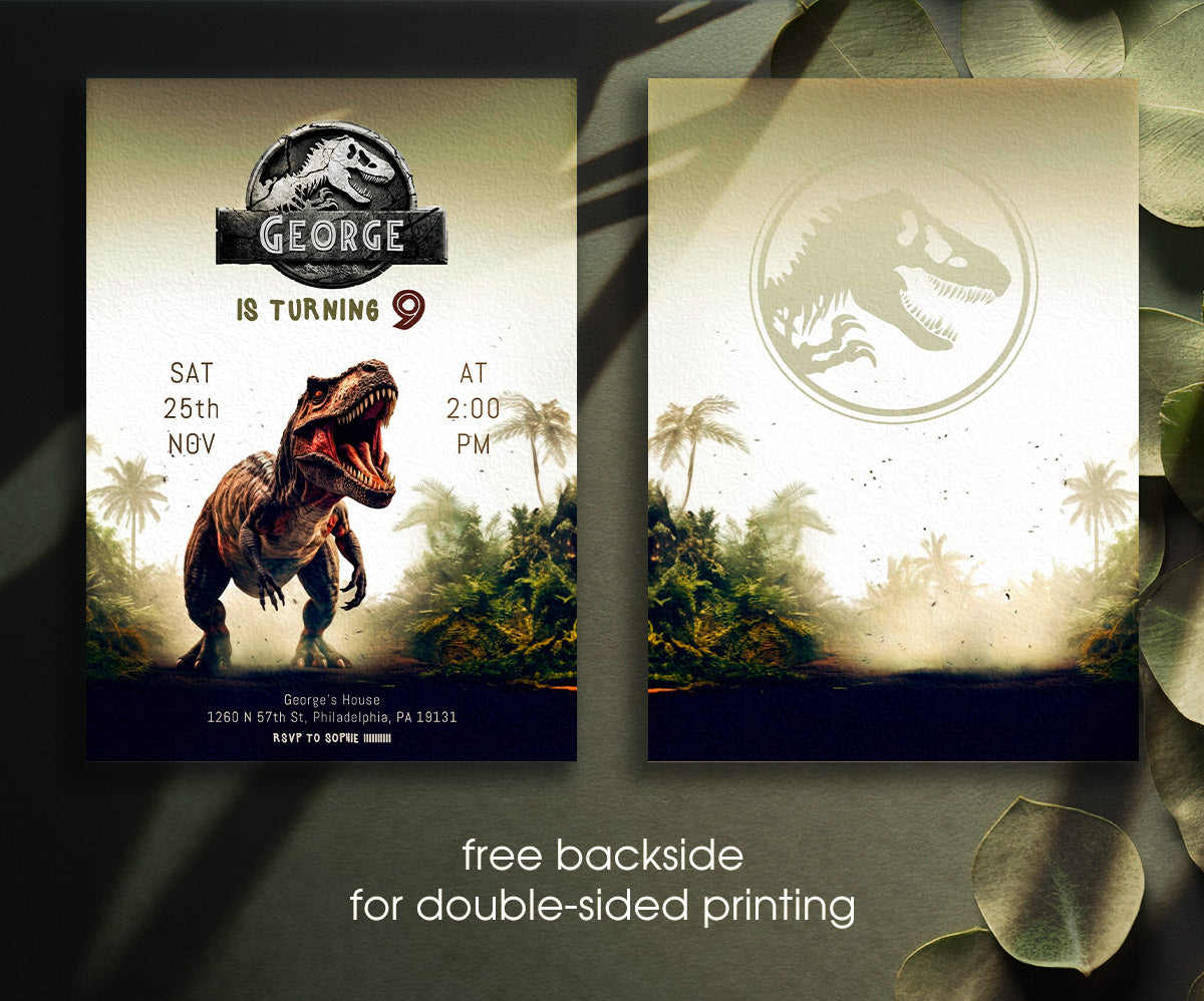 Jurassic World Dinosaur customizable invitation template | Share or Print | VS751