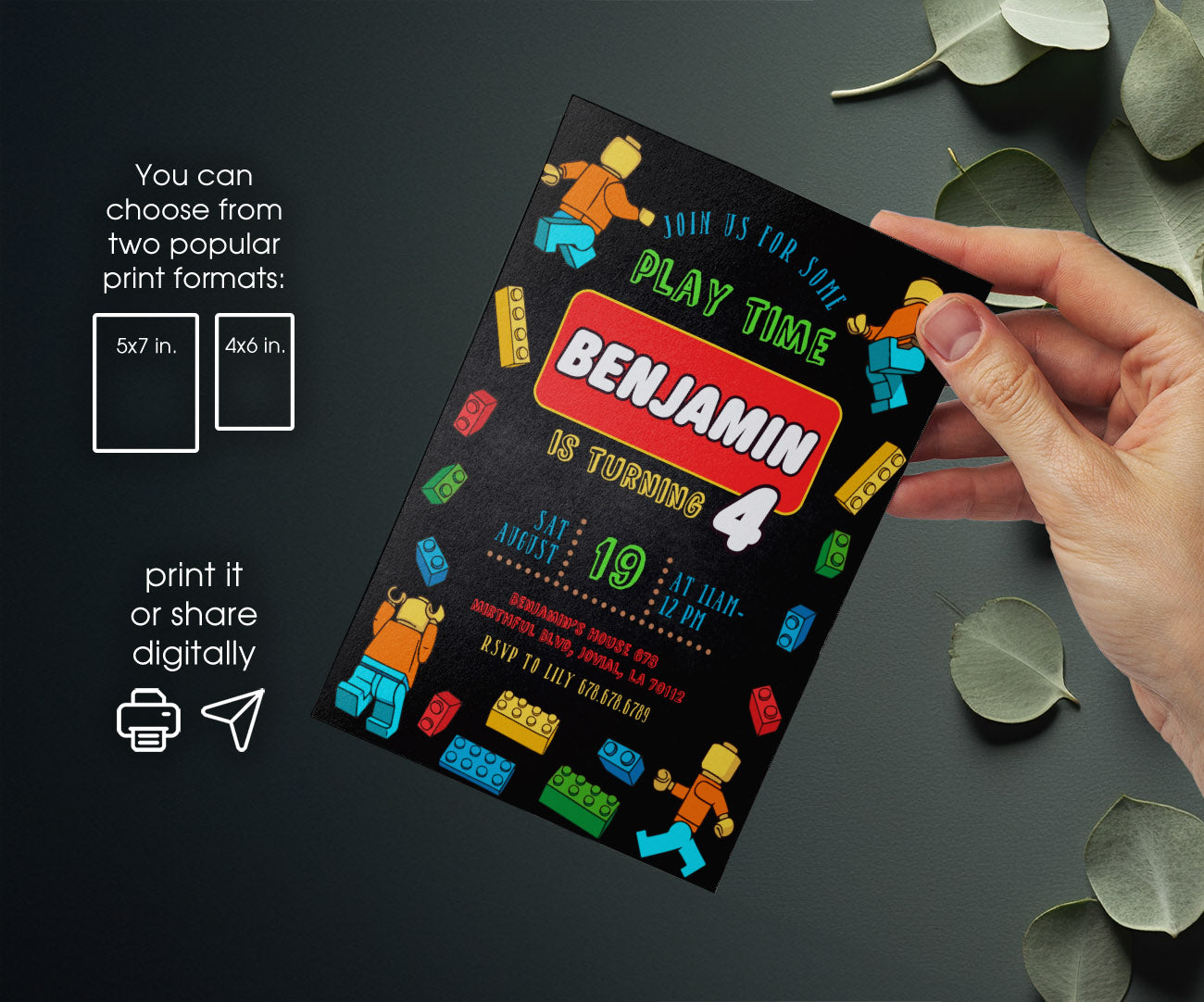 Lego Minifigures customizable invitation template | Share or Print | FC188