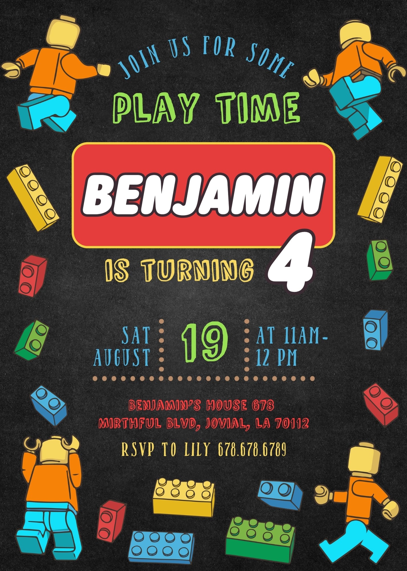 Lego Minifigures customizable invitation template | Share or Print | FC188