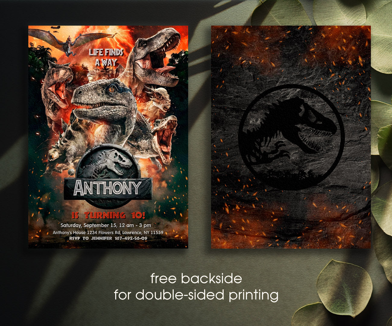 Jurassic World Dinosaur customizable invitation template | Share or Print | QL545