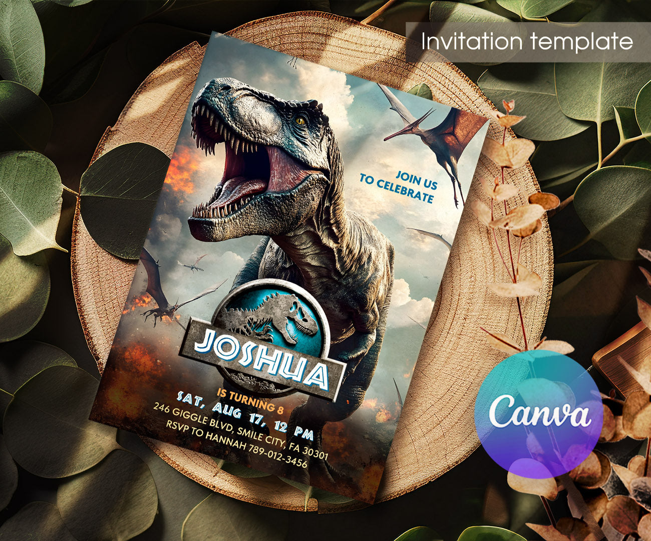 Jurassic World Dinosaur customizable invitation template | Share or Print | DR173