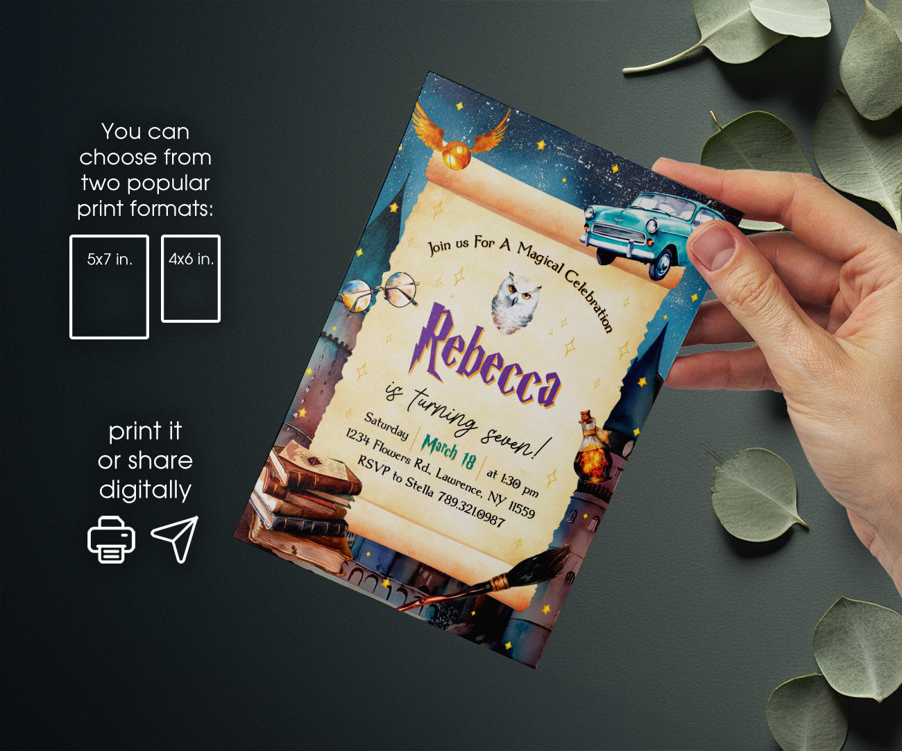 Harry Potter customizable invitation template | Share or Print | ZT151
