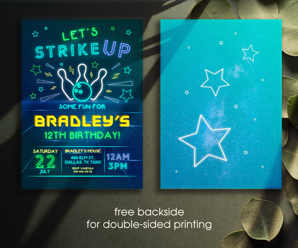 Bowling Strike Up customizable invitation template | Share or Print | QI359