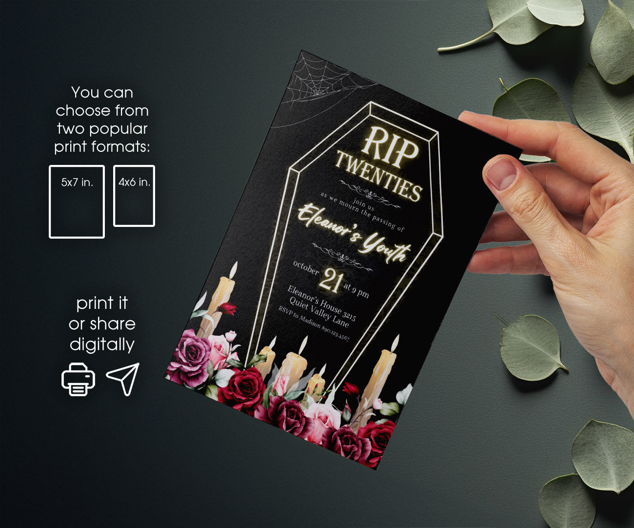 Rip Twenties Birthday customizable invitation template | Share or Print | BX261