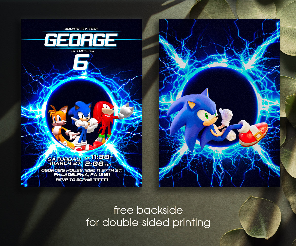 Sonic the Hedgehog customizable invitation template | Share or Print | SM088