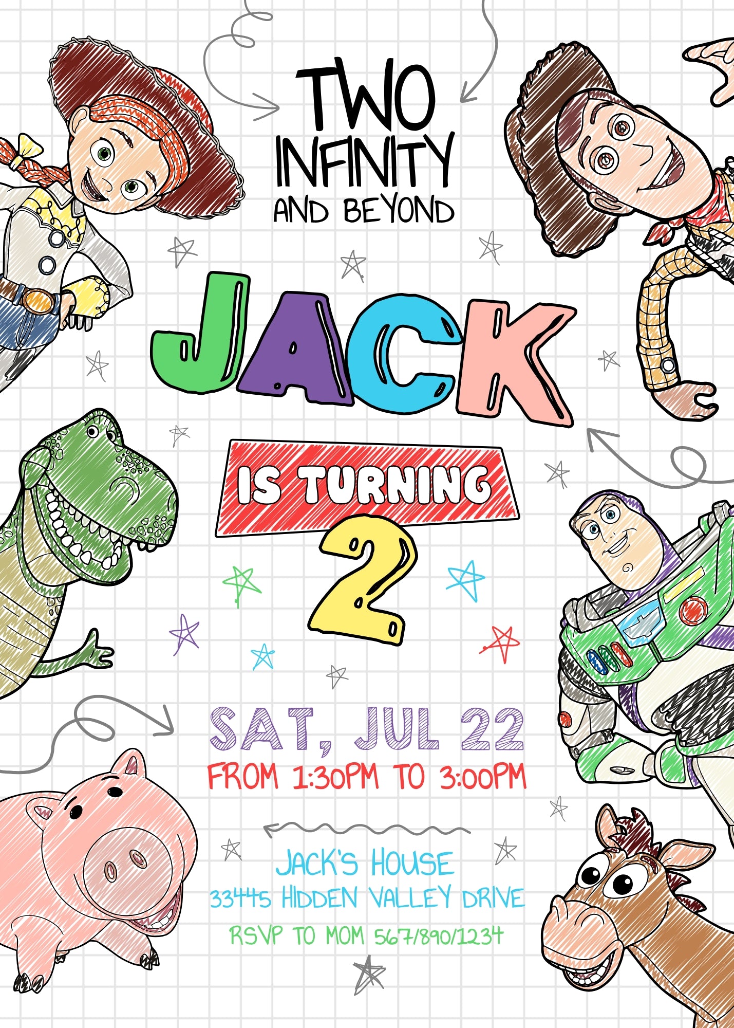 Toy Story Woody customizable invitation template | Share or Print | HW698