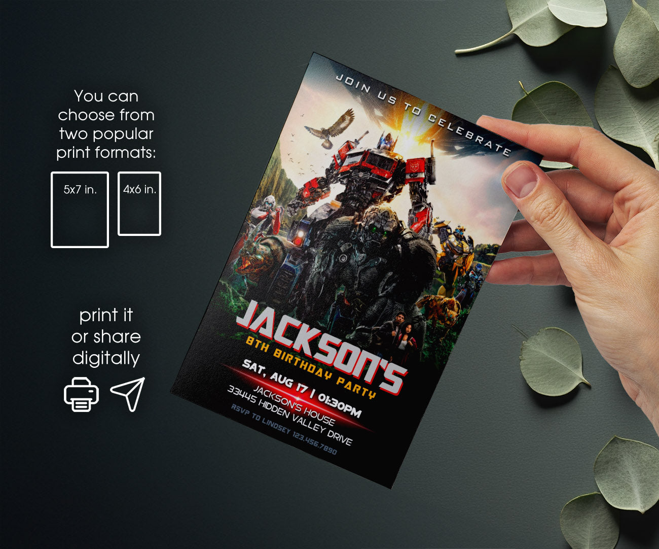 Transformers Rescue Bots customizable invitation template | Share or Print | boy | VU539