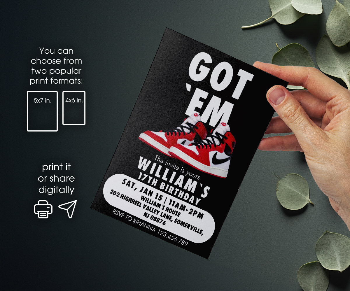 Sneaker Ball Air Jordan Nike customizable invitation template | Share or Print | YB678