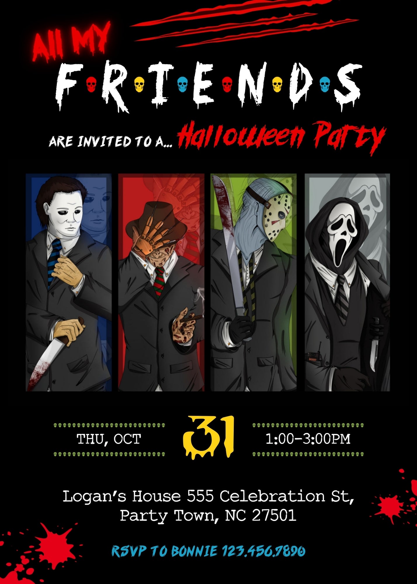 Horror Killer Movie Party customizable invitation template | Share or Print | LE463
