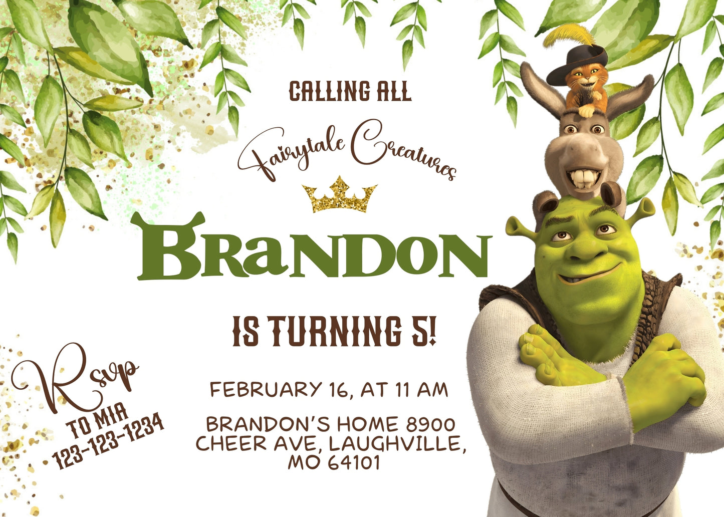 Shrek customizable invitation template | Share or Print | LY016