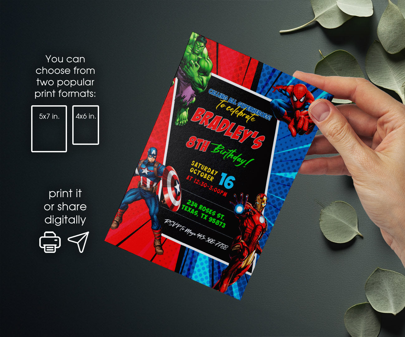 Avengers Marvel Superhero customizable invitation template | Share or Print | boy | CO999