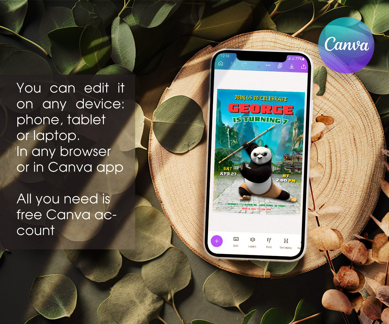 Kung Fu Panda Po customizable invitation template | Share or Print | OQ951