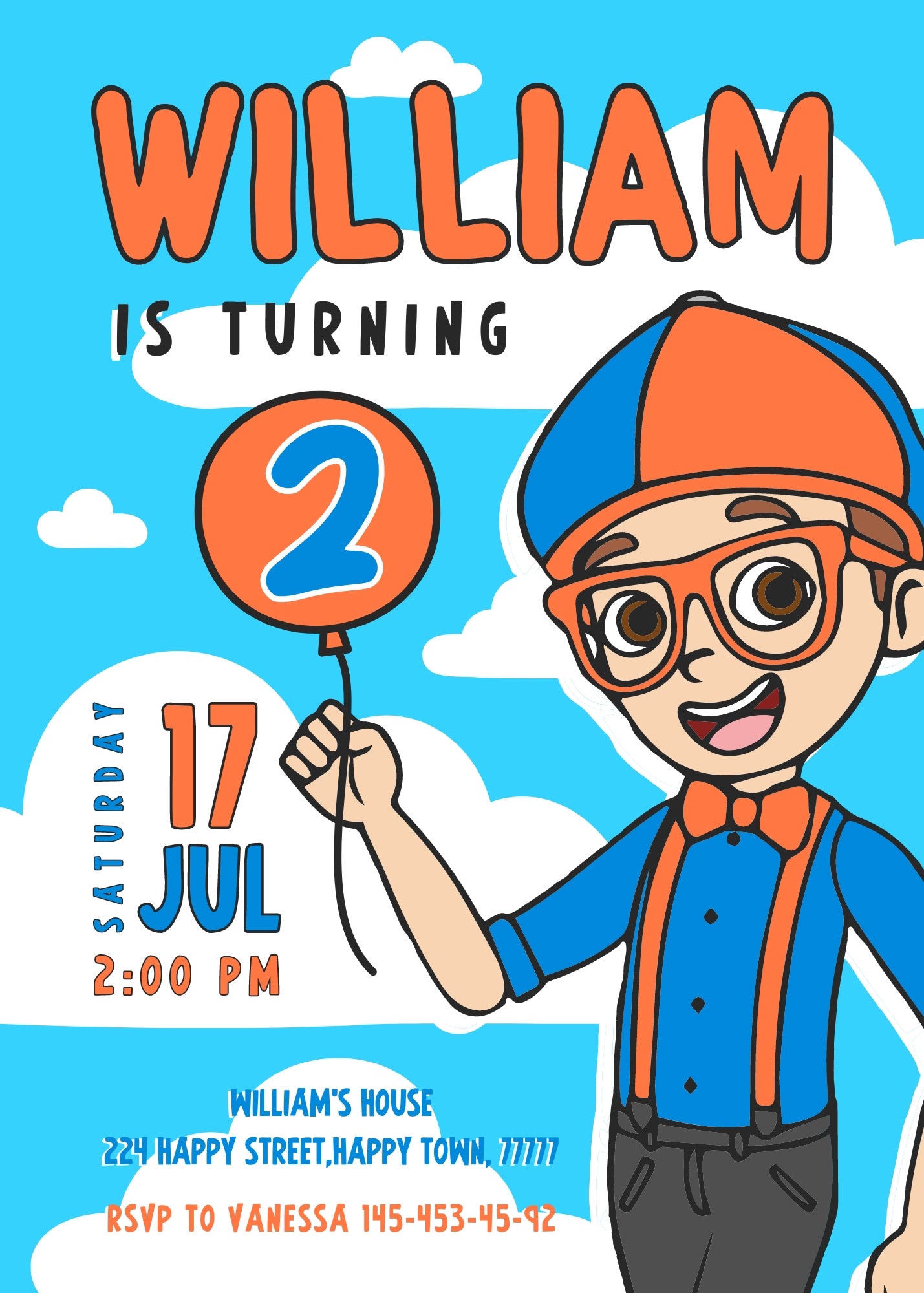 Blippi customizable invitation template | Share or Print | AO168