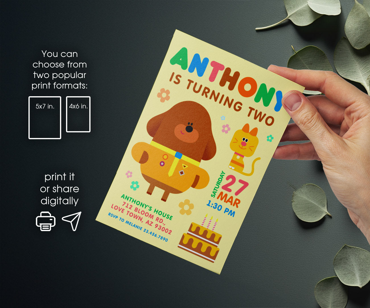 Hey Duggee customizable invitation template | Share or Print | LA951